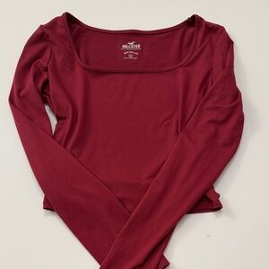Hollister Women's Berry Red Long Sleeve Top